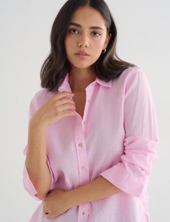 Zest Essentials Linen Long Sleeve Shirt, Carnation Pink product photo