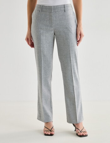 Oliver Black Cross Hatch Straight Leg Regular Pant, Silver Marle product photo