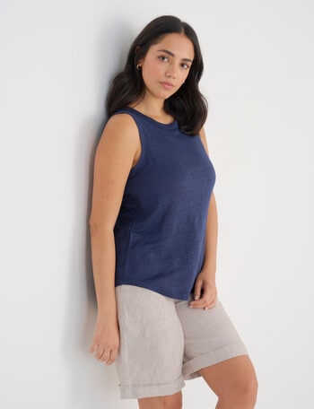 Zest Essentials Linen Tank Top, Navy product photo