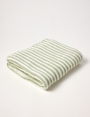 Little Bundle Cotton Stripe Bassinet Blanket, Sage product photo