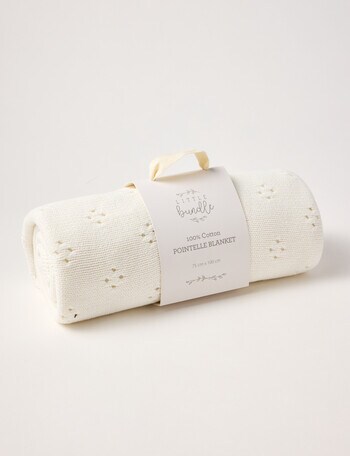Little Bundle Cotton Pointelle Bassinet Blanket, Cream product photo