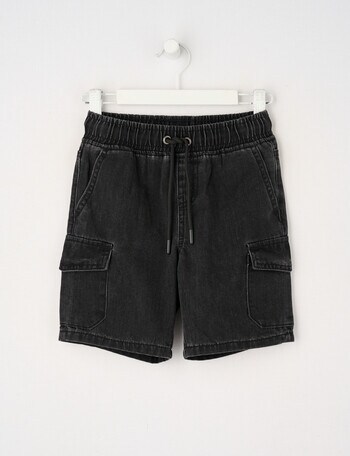 Mac & Ellie Cargo Denim Short, Black product photo