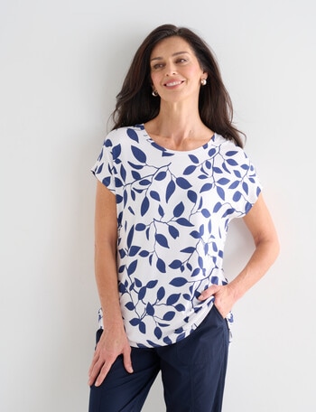 Ella J Leaf Boxy Tee, White product photo