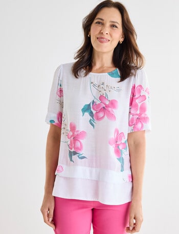 Ella J Print Layered Top, Botanical Print product photo