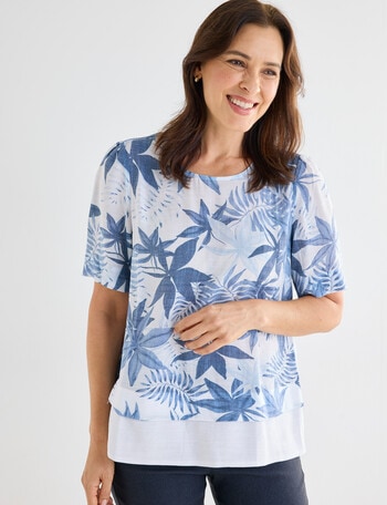 Ella J Print Layered Top, Blue Print product photo