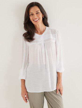 Ella J Pleat Detail Top, White product photo