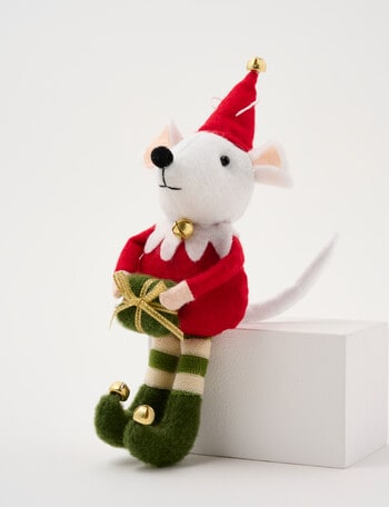 Christmas Shop Felt Ornament, Elf Mouse product photo