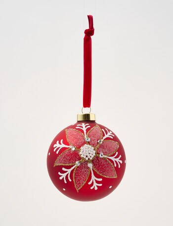 Christmas Shop Glass Ornament, Snowflake Flower Bauble product photo