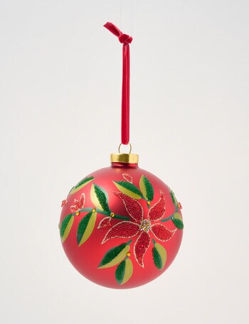 Christmas Shop Glass Bauble Ornament, Jewelled Poinsettia product photo