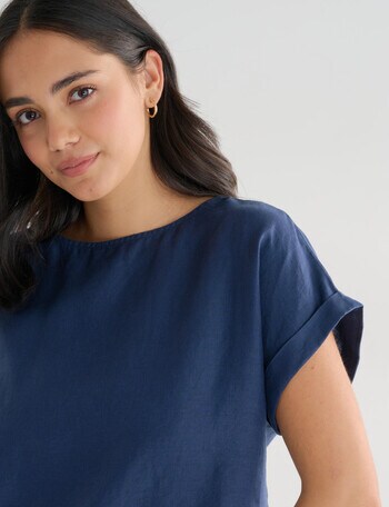 Zest Essentials Linen Top, Navy product photo