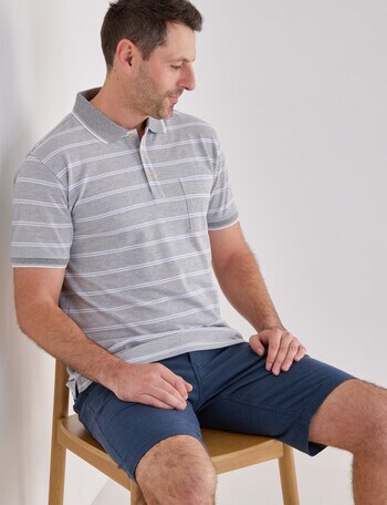 Chisel Small Stripe Short Sleeve Polo Shirt, Light Grey product photo