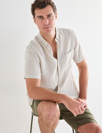 Gasoline Linen Short Sleeve Shirt, Natural product photo