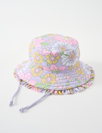 Teeny Weeny Pastel Flower Reversible Swim Bucket Hat, Lilac product photo