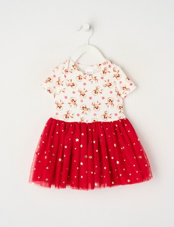 Teeny Weeny Christmas Novelty Roudolph Tutu Bodysuit Dress, Red product photo