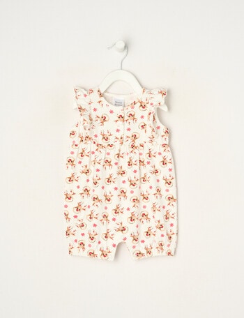 Teeny Weeny Christmas Novelty Rudolph Romper, White & Red product photo