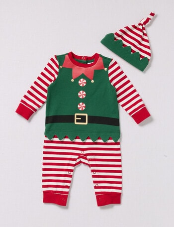 Teeny Weeny Christmas Novelty Elf Novelty All In One, 2-Piece Set, White, Green & Red product photo
