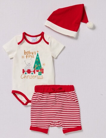 Teeny Weeny Christmas Novelty Baby's First Christmas, 3-Piece Set, White & Red product photo