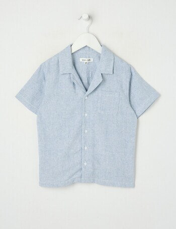 Mac & Ellie Linen Blend Short Sleeve Shirt, Blue product photo