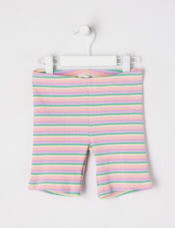 Mac & Ellie Stripe Rib Bike Short, Rainbow product photo