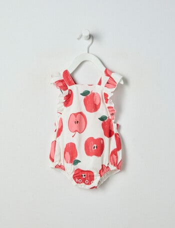 Teeny Weeny Christmas Red Apple Romper, White & Red product photo