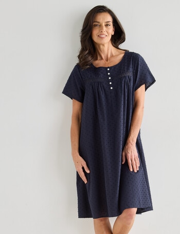 Ruby & Bloom Hailspot Cap Sleeve Nightie, Navy, 10-26 product photo