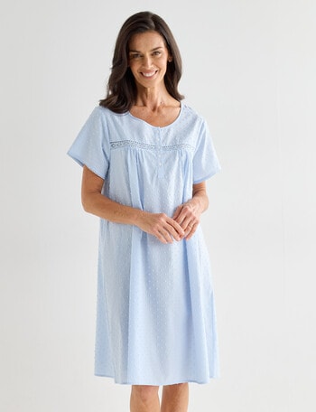 Ruby & Bloom Hailspot Cap Sleeve Nightie, Pale Blue, 10-26 product photo