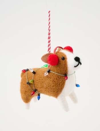 Christmas Shop Fabric Ornament, Corgi In Lights product photo
