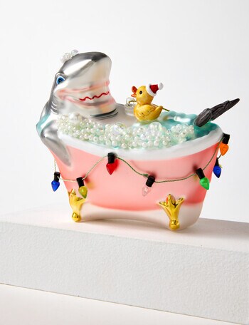 Christmas Shop Glass Ornament, Shark In Tub product photo