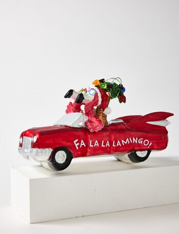 Christmas Shop Glass Ornament, Driving Flamingos product photo
