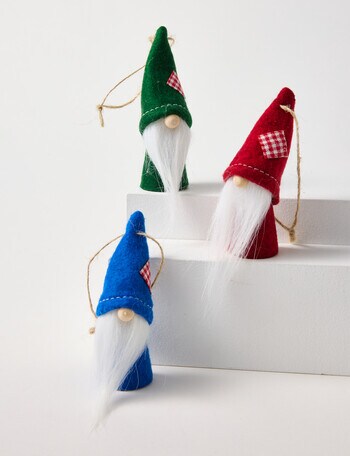 Christmas Shop Fabric Ornament, Gnome, Set of 3 product photo