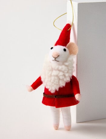 Christmas Shop Wool Ornament, Santa Mouse product photo