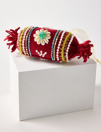 Christmas Shop Velvet Ornament, Candy Red product photo