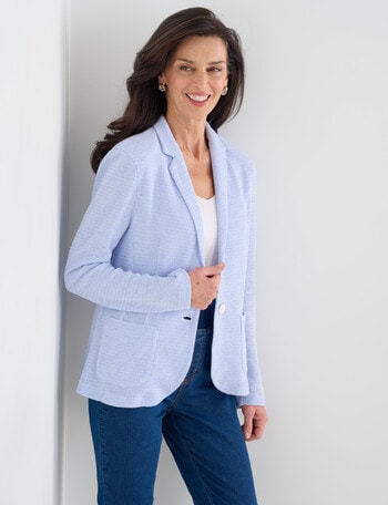 Ella J Textured Soft Blazer, Pale Blue product photo