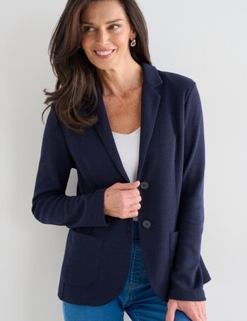 Ella J Textured Soft Blazer, Navy product photo