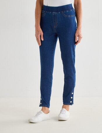 Ella J Pull-On 7/8th Knit Jeans, Indigo product photo