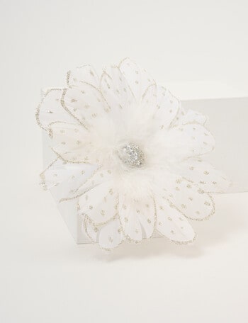 Christmas Shop Feather Flower Clip Large White product photo
