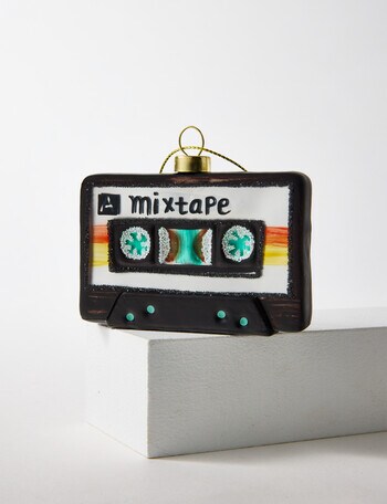 Christmas Shop Glass Ornament, Cassette Tape product photo