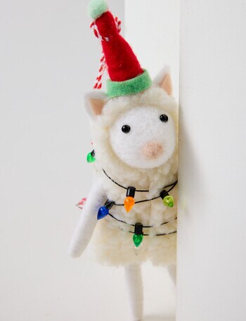 Christmas Shop Wool Ornament, Sheep with Light Bulbs product photo