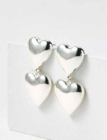 Whistle Accessories Heart Dangle Earrings, Silver Tone product photo