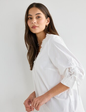 Whistle Drawstring Top, White product photo