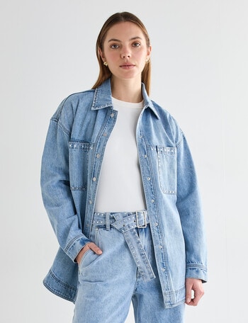 Mineral Sven Studded Denim Jacket, Blue Wash product photo