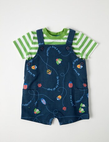 Teeny Weeny Bug Shortall & Stripe Tee, 2-Piece Set, Multicolour product photo