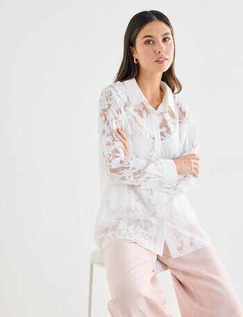 Whistle Burnout Floral Shirt, Ivory product photo