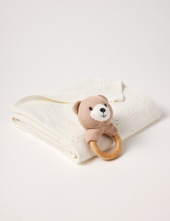 Little Bundle Blanket & Rattle Gift Set, Bear product photo