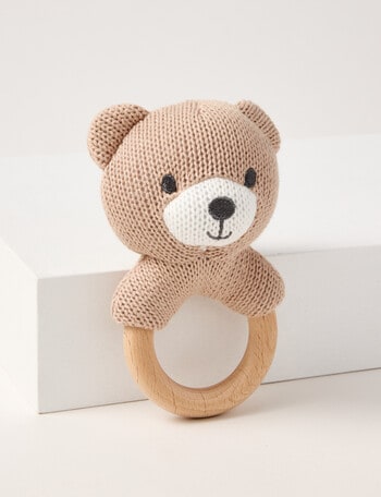 Little Bundle Cotton Knit Rattle, Bear product photo