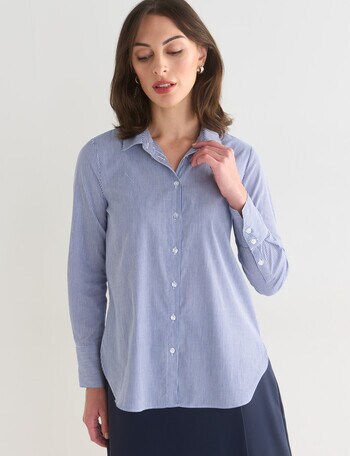 Oliver Black Classic Stripe Shirt, Navy & White product photo