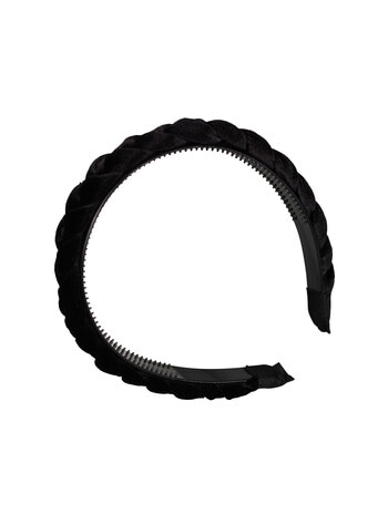 Mae Velvet Braided Headband, Black product photo