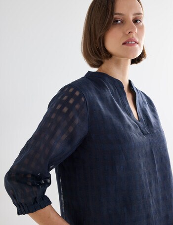 Jigsaw Rita Check Top, Navy product photo