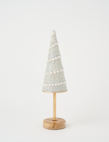 Christmas Shop Beaded Tree, Silver, Small product photo