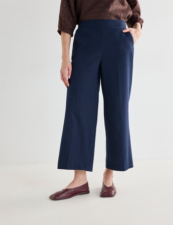 Jigsaw Victoria Linen Blend Wide Leg Crop Pants, Navy product photo